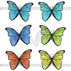 Decorative colorful butterflies set - stock vector clipart