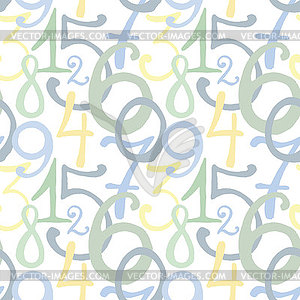 Seamless pattern with painted numbers - vector clipart