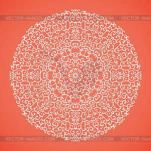 Round mandala lace ornamental background - vector image