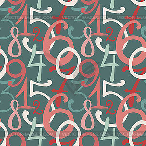 Seamless pattern with painted numbers - vector clip art