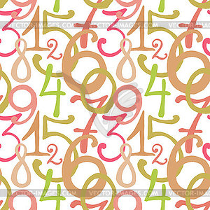 Seamless pattern with painted numbers - vector clipart