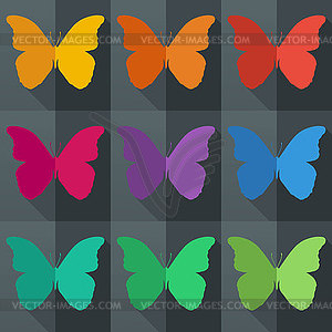 Flat style seamless pattern with butterflies - vector image