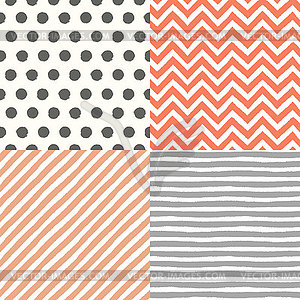 4 painted seamless geometric patterns set - vector image