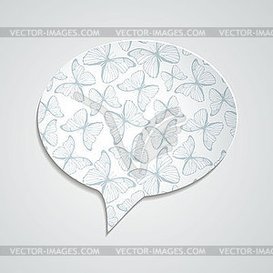 Speech bubble with butterfly ornament and shadow - royalty-free vector clipart