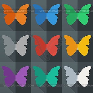 Flat style seamless pattern with butterflies - vector clipart / vector image