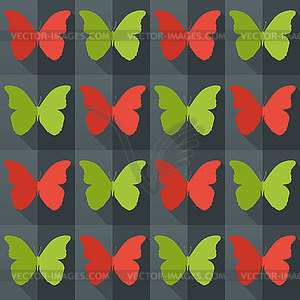 Flat style seamless pattern with butterflies - vector image