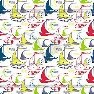 Seamless nautical pattern with decorative sailing - vector image