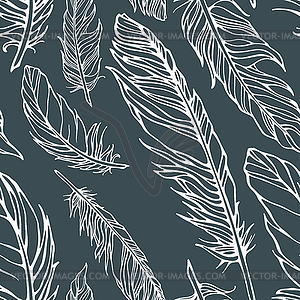 Seamless pattern with feathers - vector clip art