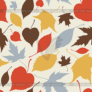 Бесшовный фон с падающими листьями - векторный дизайн