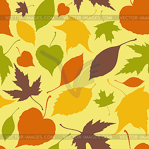 Seamless pattern with falling leaves - vector clipart