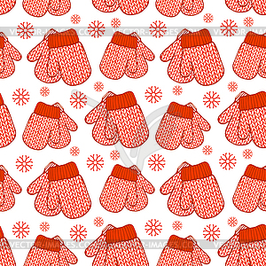 Seamless pattern with colorful stylized mittens - vector image