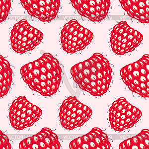 Seamless pattern with decorative raspberries - vector image