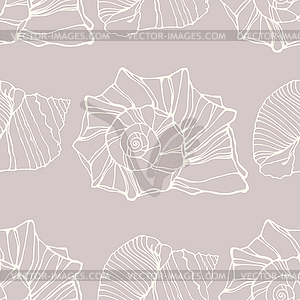 Seamless pattern with decorative shells - vector clipart