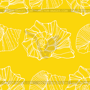 Seamless pattern with decorative shells - vector clip art