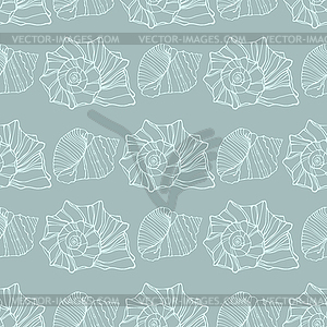 Seamless pattern with decorative shells - vector image