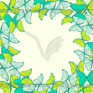 Круглая рамка с декоративными бабочками - векторизованное изображение клипарта