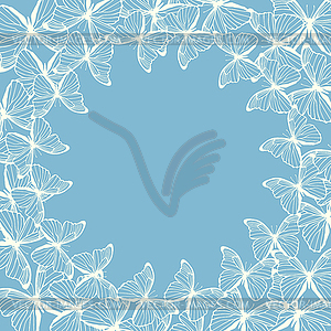 Round frame with decorative butterflies - vector clipart