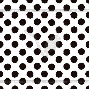 Polka dot black and white painted seamless pattern - vector image