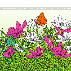 Flower garden - color vector clipart