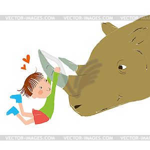 Моя лучшая подруга носорог - векторная иллюстрация