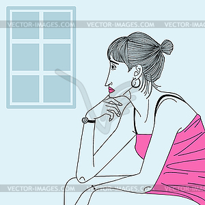 Depressed woman - vector clipart