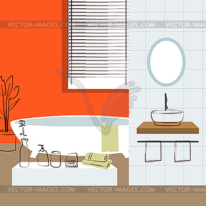 Интерьер ванной комнаты - векторный клипарт / векторное изображение