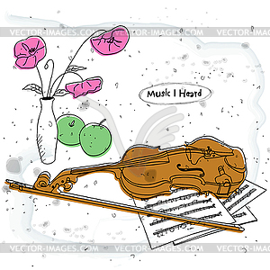 Still life with violin - vector EPS clipart