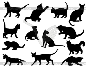 Silhouettes of cats - vector clip art