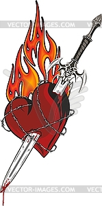 Sword in the heart - vector clipart