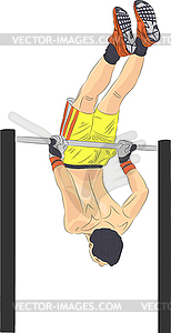 Athlete on horizontal bar - vector image