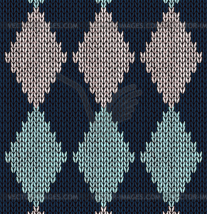 Style seamless blue pink color knitted pattern - vector clip art