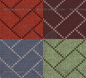 Style Seamless Brown Set Knitted Pattern - vector image