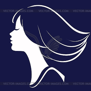 Beautiful Girl Face Silhouette, - vector clipart