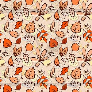 Seamless autumn leaves texture pattern - vector EPS clipart