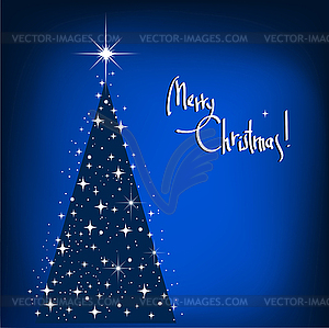 Blue Christmas Tree. Abstract Winter Background wit - vector clip art