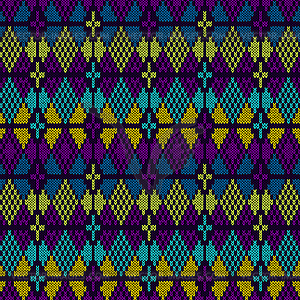 Style Seamless Knitted Pattern.Blue Orange Yellow - vector clip art