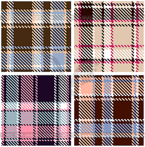 Seamless Checkered Plaid Pattern, Set - vector image