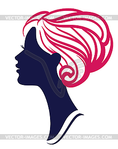 Beautiful woman silhouette with stylish hairstyle - vector clipart