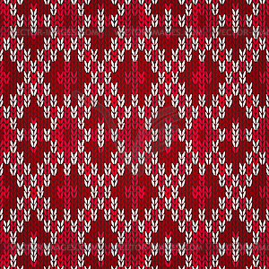 Seamless Christmas Red Knitted Pattern. Style Knit - royalty-free vector image