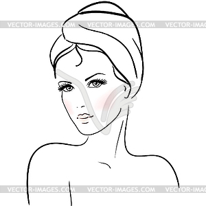 Beautiful young woman with towel - vector EPS clipart