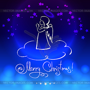 Christmas Card with Angel - vector clip art