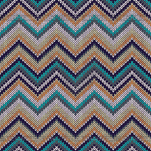 Knit Seamless Pattern. Fashion Blue Green Orange - vector clip art