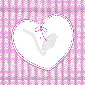 Heart Shape Design with Knitted Pattern - vector clipart