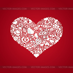 Valentites heart of objects white - vector clipart