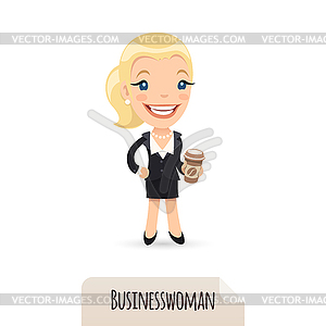 Businesswoman with cofee - vector clipart