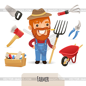 Farmer Icons Set - vector clipart