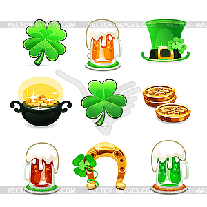 St.Patrick`s Day`s icons set - vector clipart