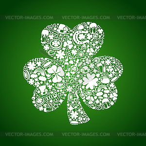 St Patrick`s Days card of white objects on green - vector clipart / vector image