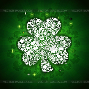 St Patrick`s Days card of white objects on shine - vector image