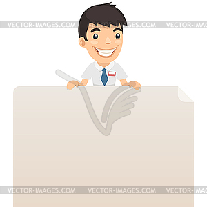 Manager Looking at Blank Poster on Top - vector clip art